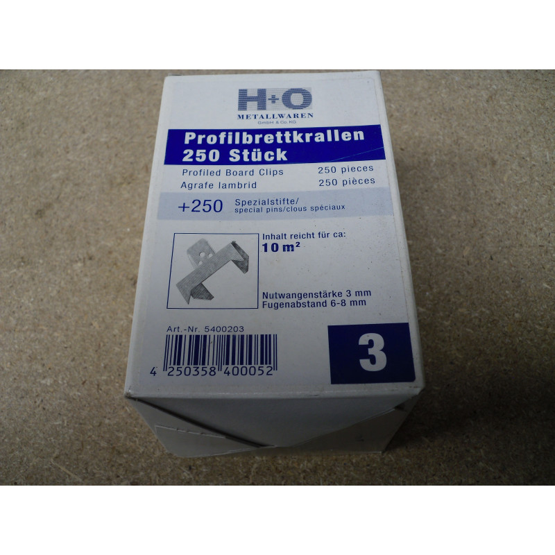 H+O Metallwaren Profilbrettkrallen no. 3  250 Stück