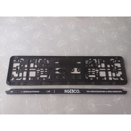100 X Kennzeichenhalter 520mm mit Werbeaufdruck / Kia-Servicepartner